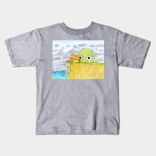 Cliff Climbing Sea Monster Kids T-Shirt